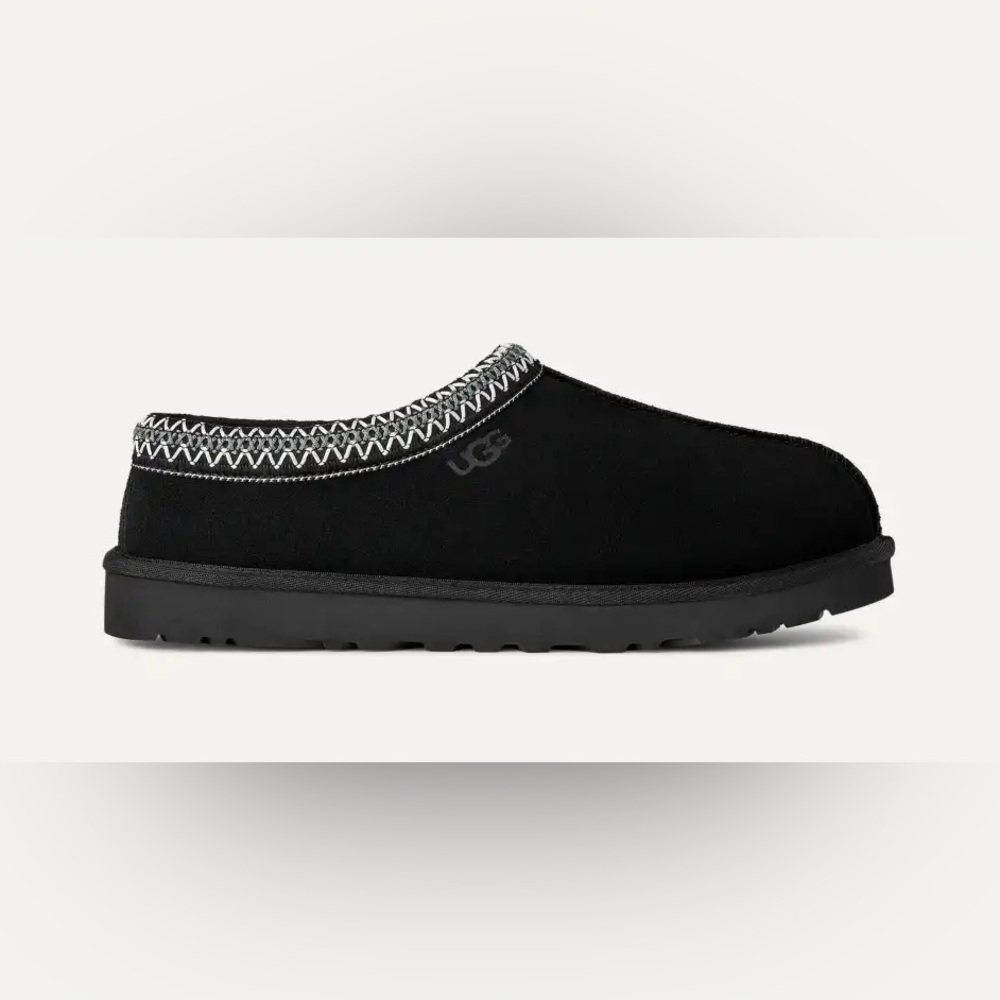 UGG Tasman II - Black Slip-On Clogs with Patterned Trim -size 12 mens